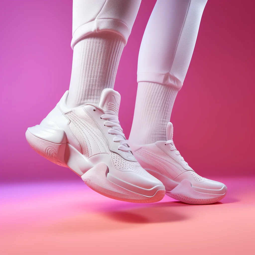 basketball shoe foot sneaker puma white pink
