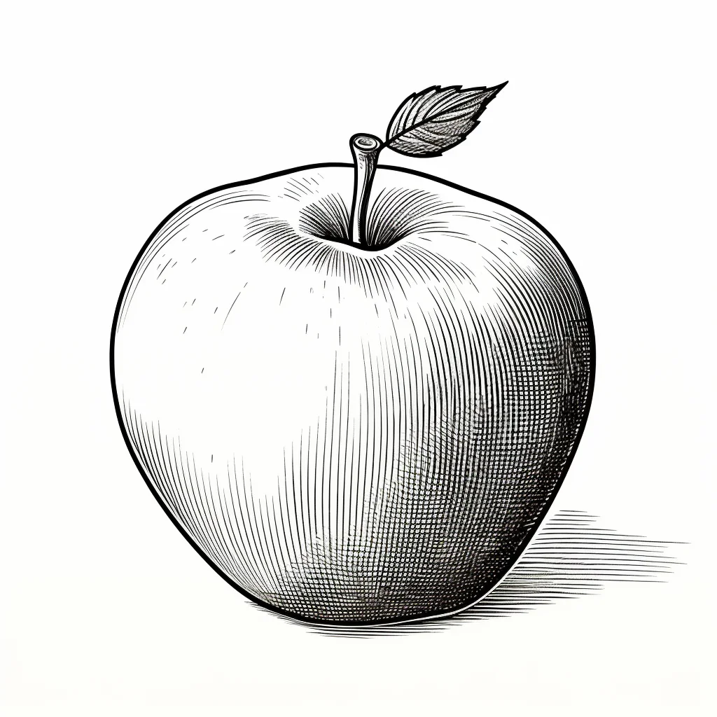 apple black and white drawing victor ink illustration logo