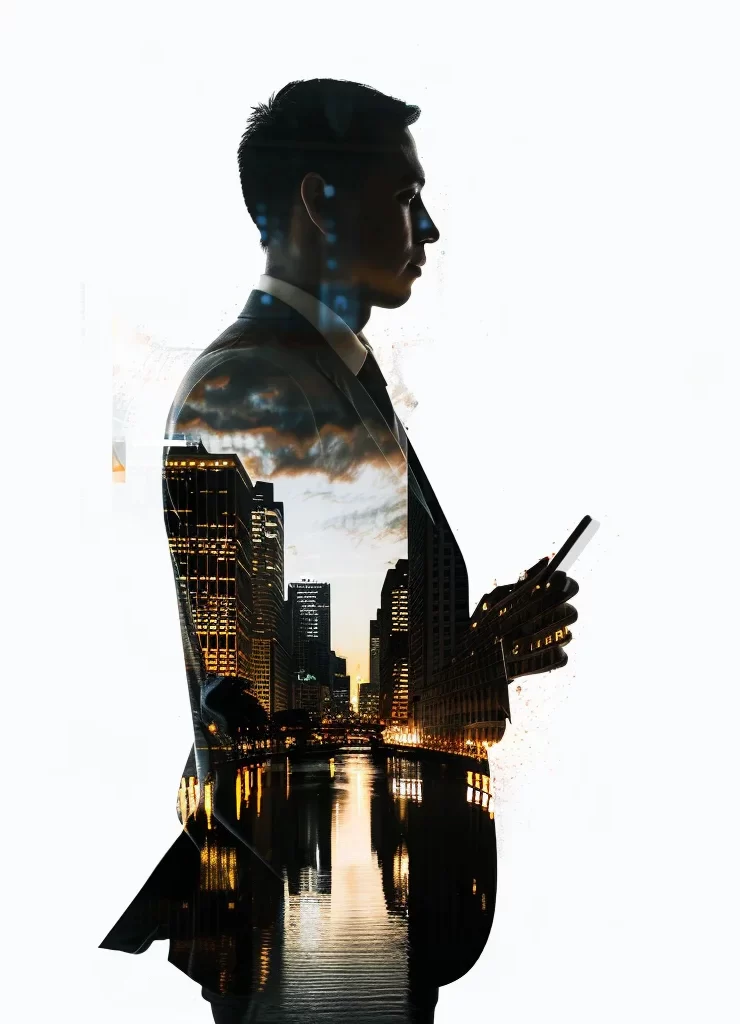business man suit urban architecture mobile phone silhouette photography