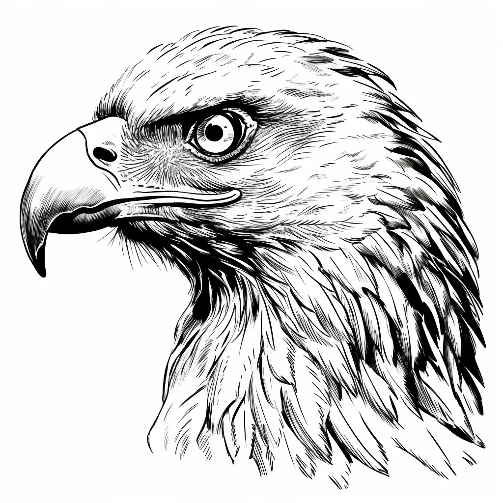 eagle head face black and white drawing victor ink illustration