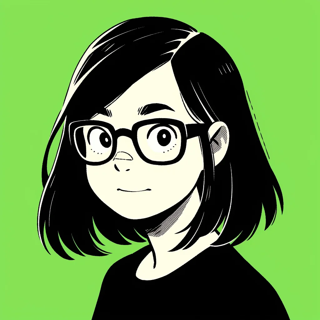 girl cute character portrait illustration green pupil