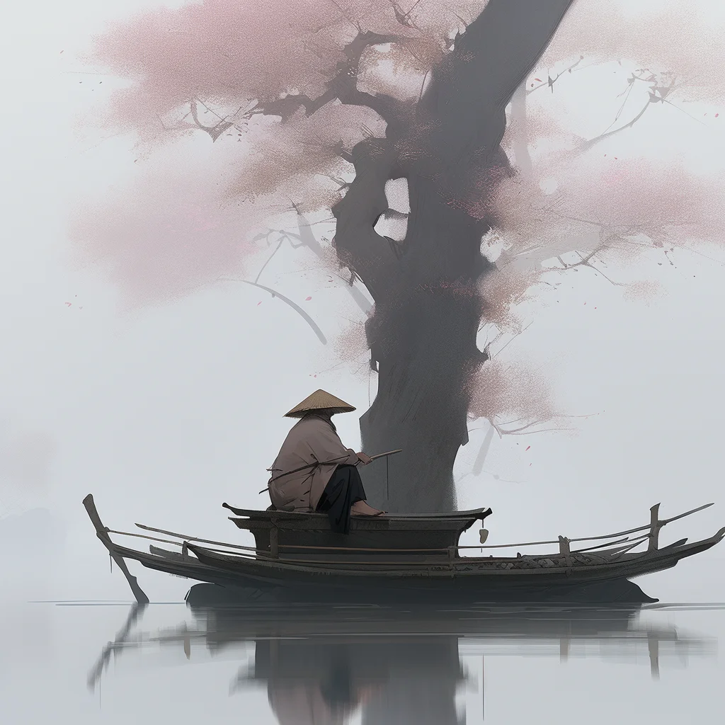 oldman grandfather taoist peach blossom priest sit tree 3d illustration