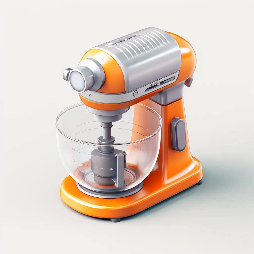 blender stand mixer orange glass isometric material industrial design 3D glass