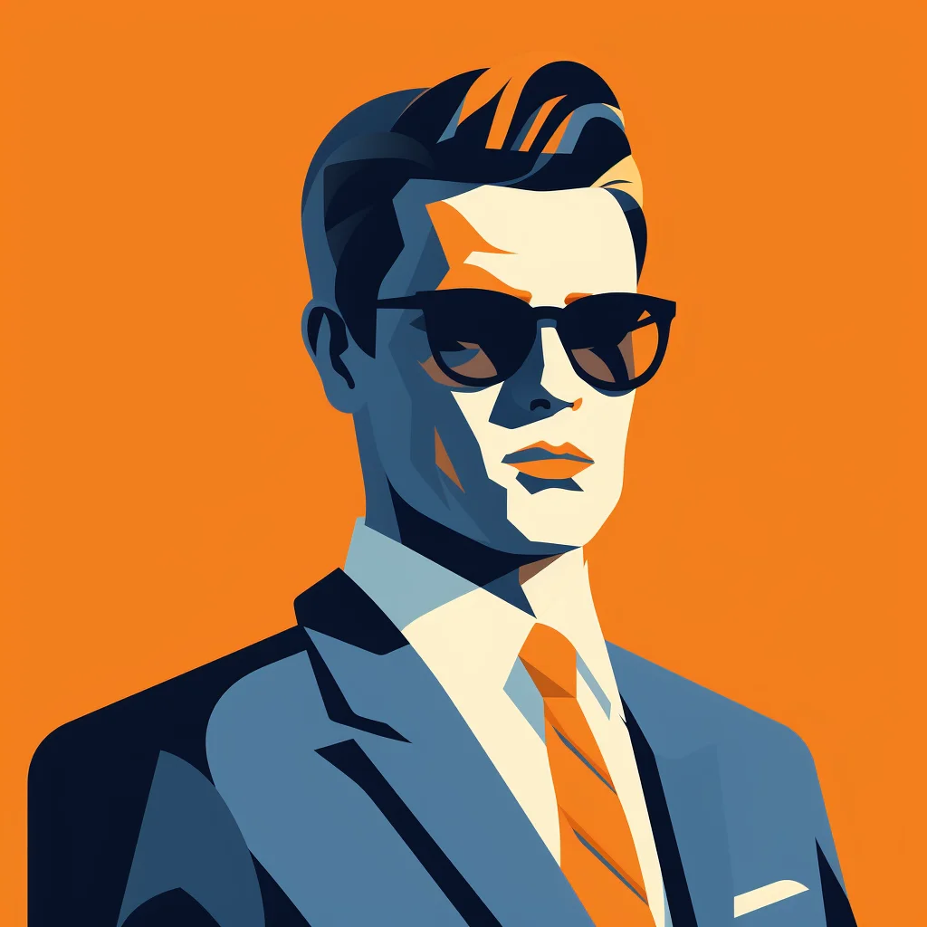 sunglass handsome gentleman man male minimalistic flat illustration vector blue orange Businessman professional