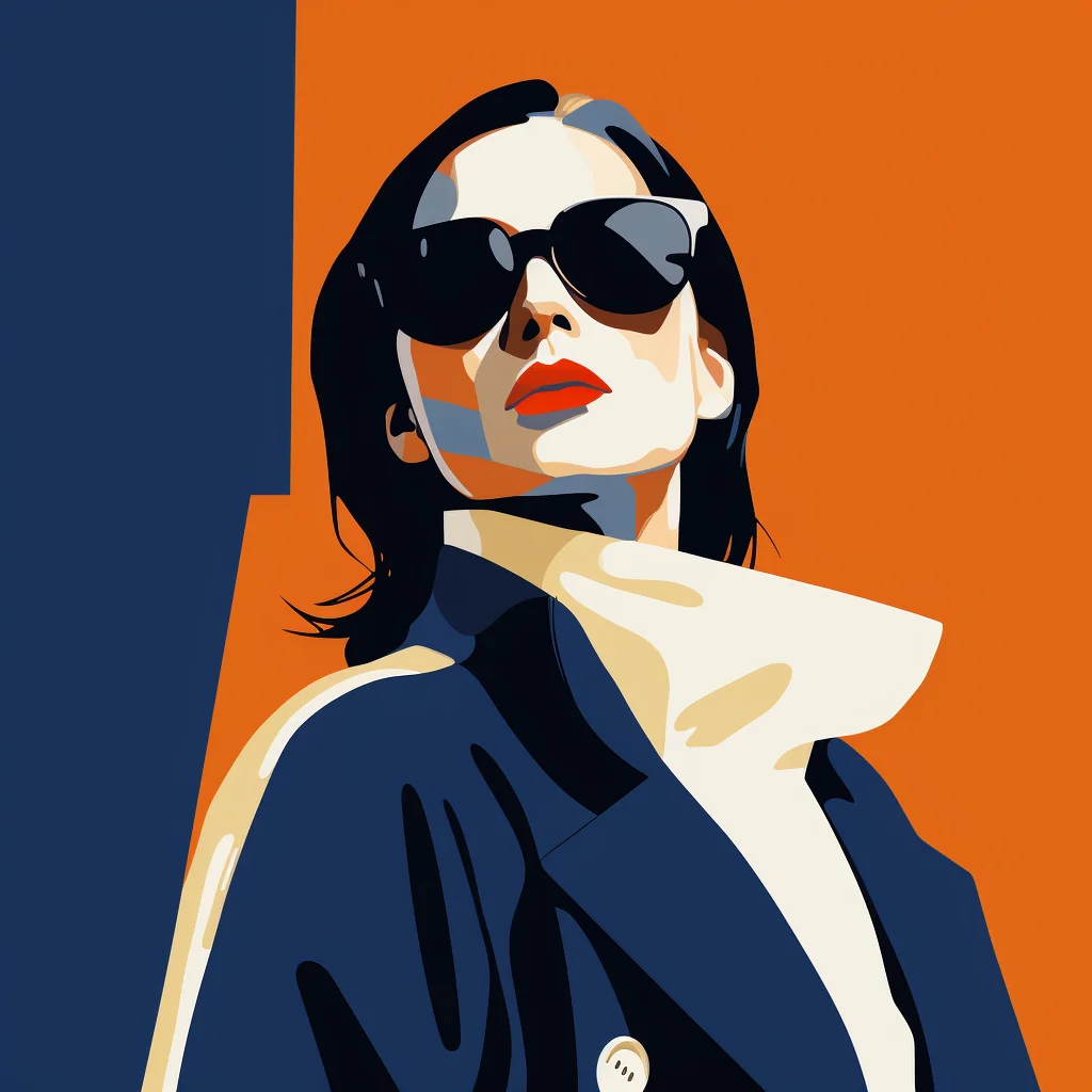 sunglass woman lady minimalistic flat illustration blue vector socialite
