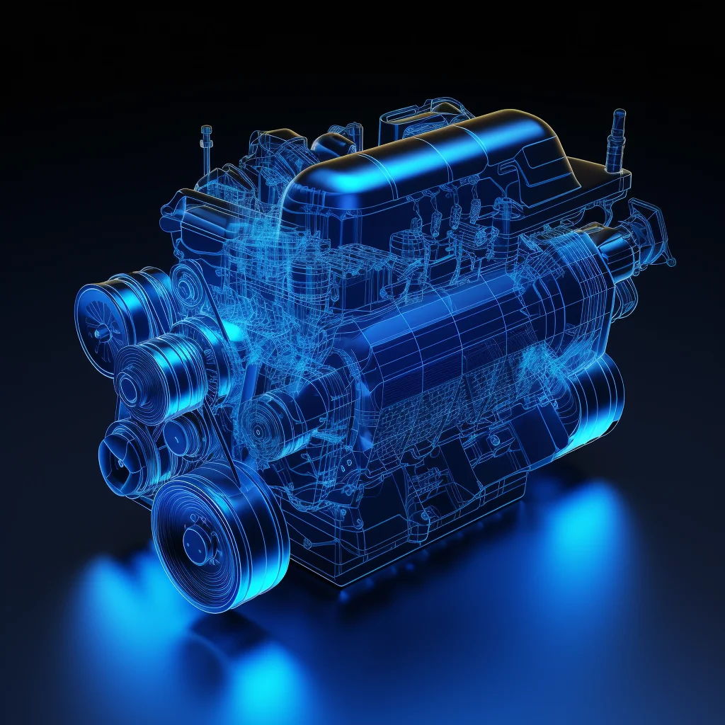 automobile auto engine structural wireframe isometric digital technological technology perspective