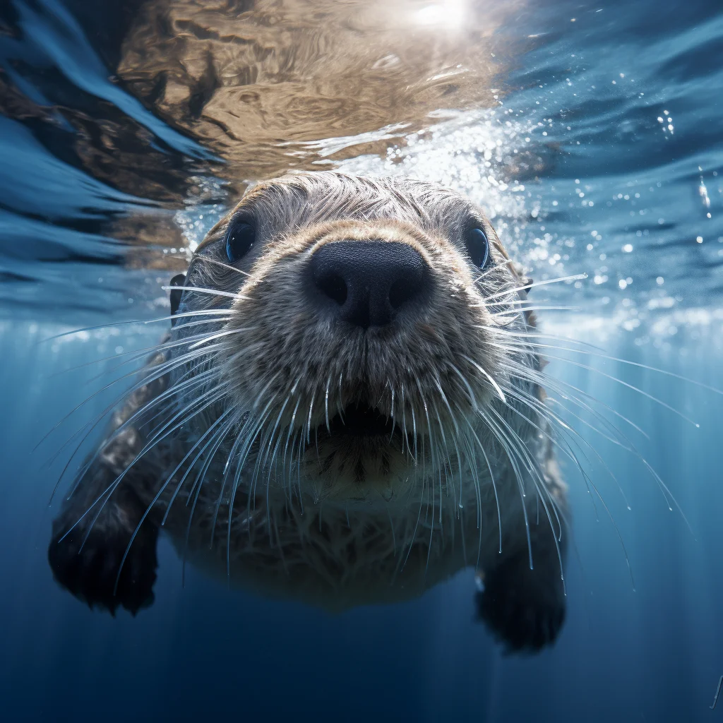 beaver underwater sea light diving swim photography