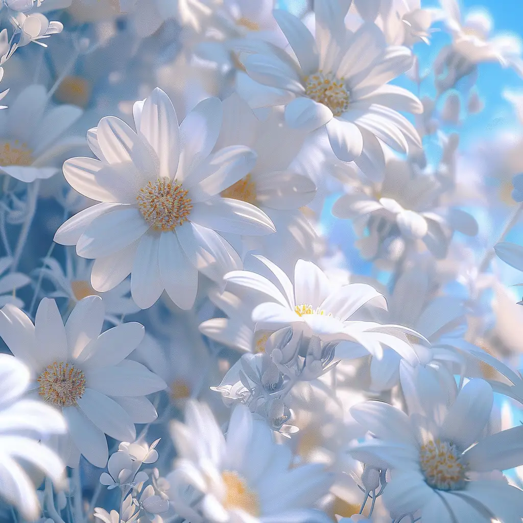 flower white blue chrysanthemum daisy petal 3D