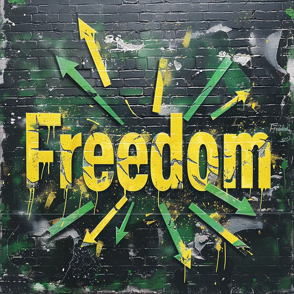 freedom font graffiti wall type word painting typography art