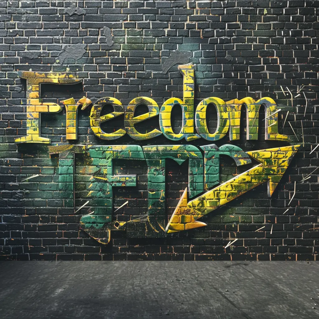 freedom font type graffiti wall word painting typography art