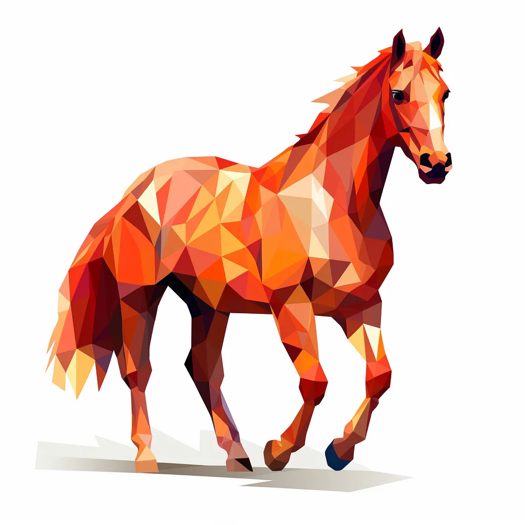 horse geometric figure red triangle vector illustration