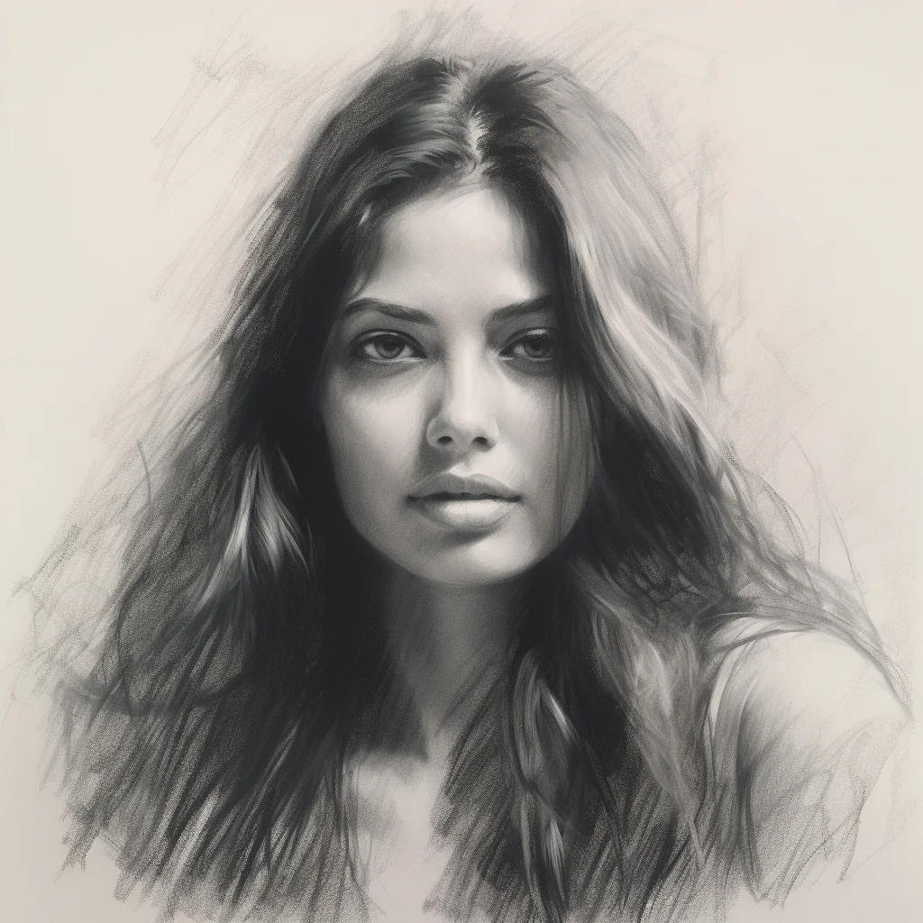 lady woman hair female head sketch pencil drawing black and white