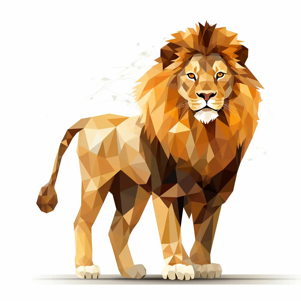 lion geometric figure gold brown triangle illustration vector