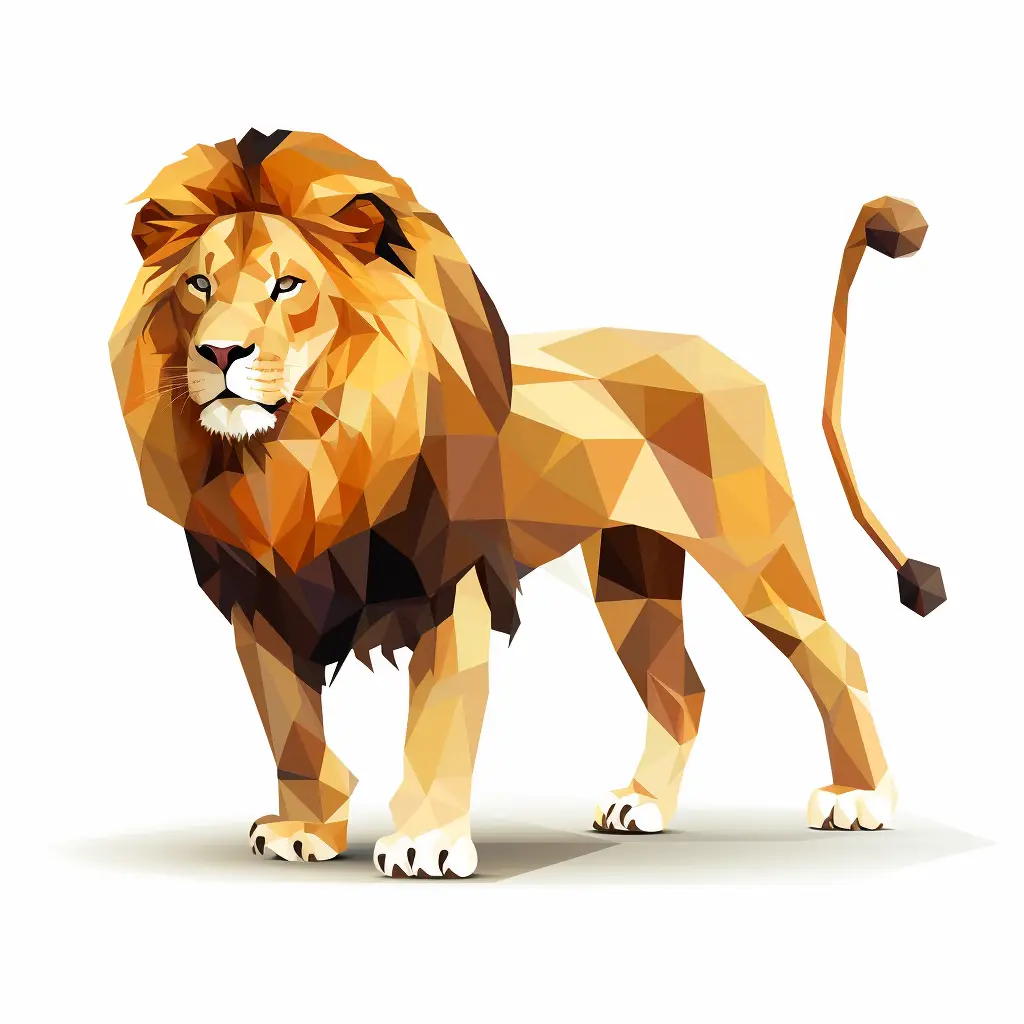 lion geometric figure gold brown triangle vector illustration