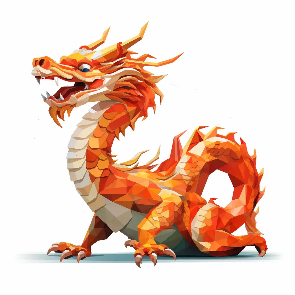 loong Chinese dragon geometric figure brown triangle vector logo illustration