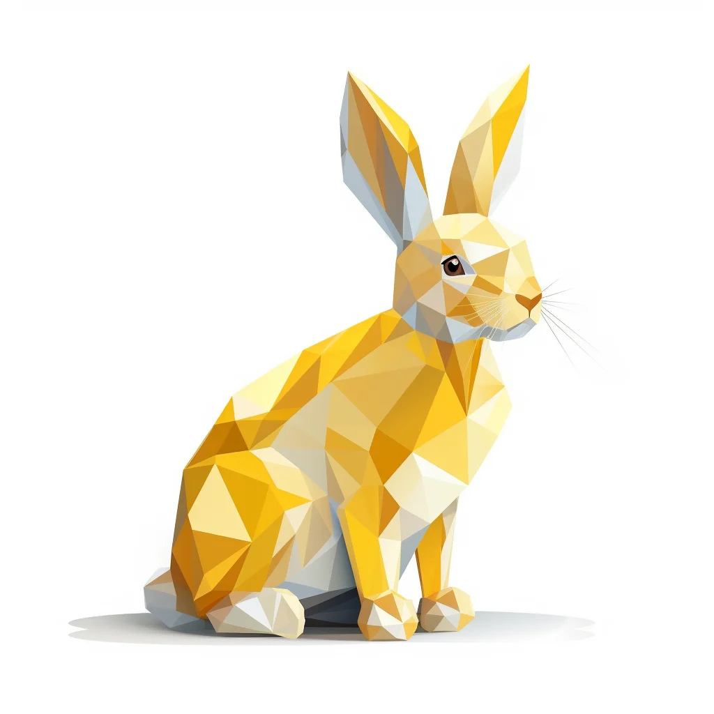 rabbit hare geometric figure yellow triangle vector illustration logo