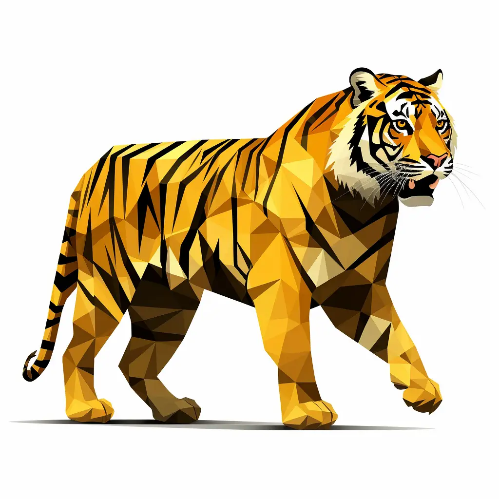 tiger geometric figure yellow triangle vector illustration