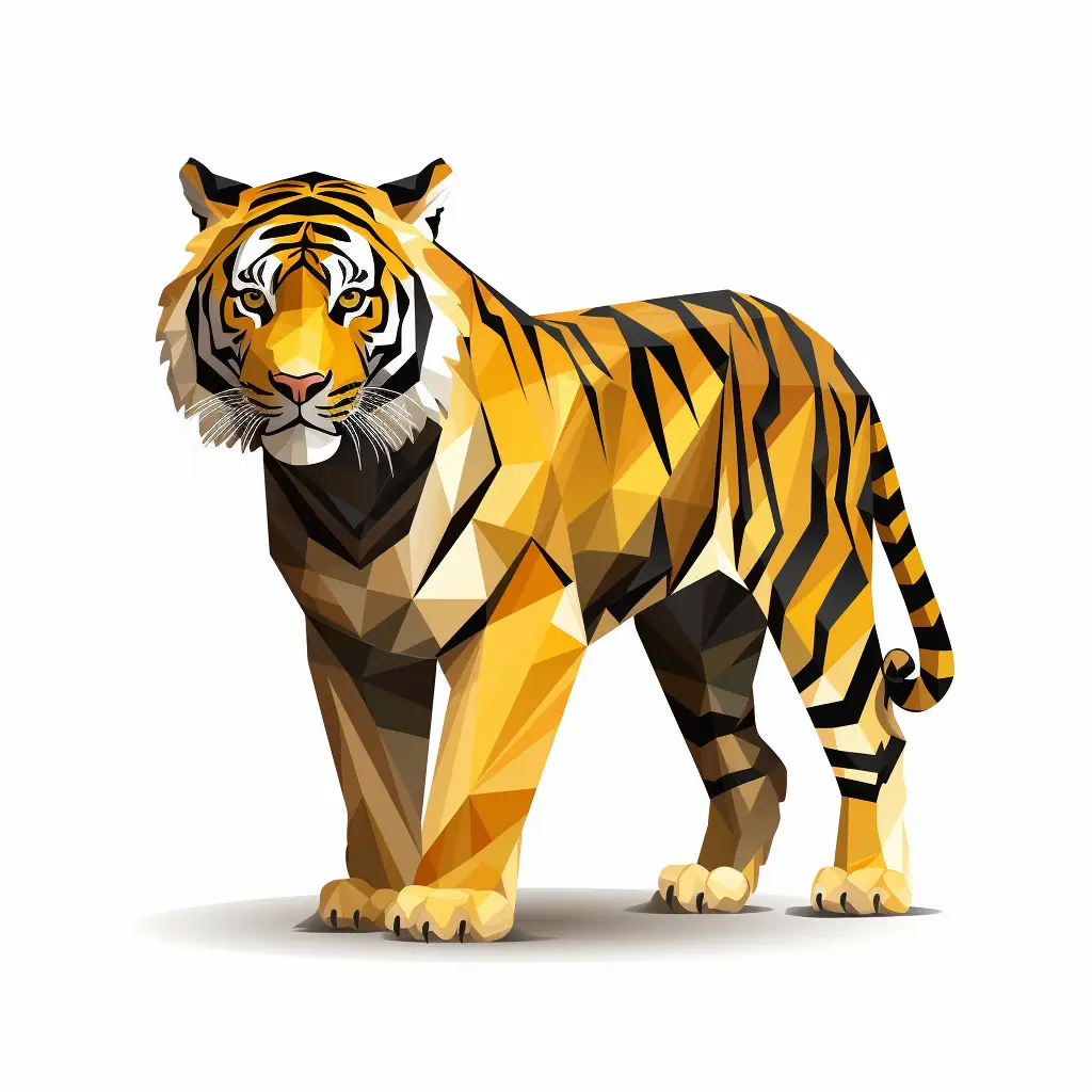 tiger geometric figure yellow triangle vector illustration