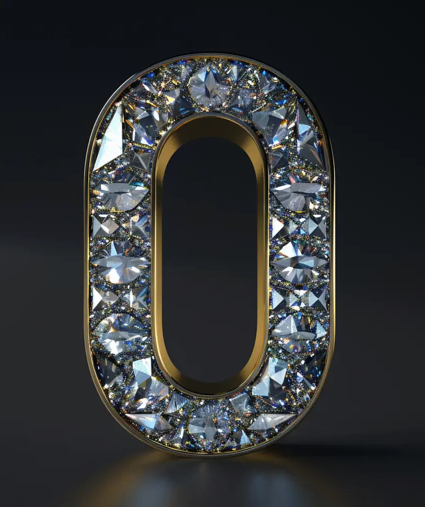 0 number word text type diamond 3D gold