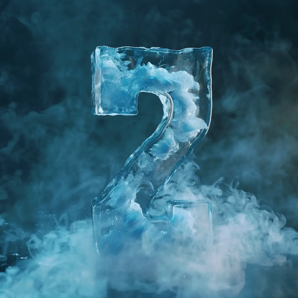 2 number cold ice block text word freeze 3D