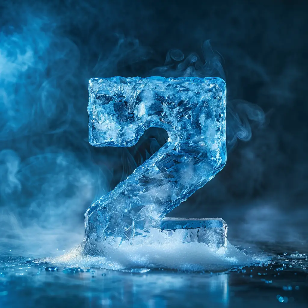2 number cold ice block word text freeze 3D