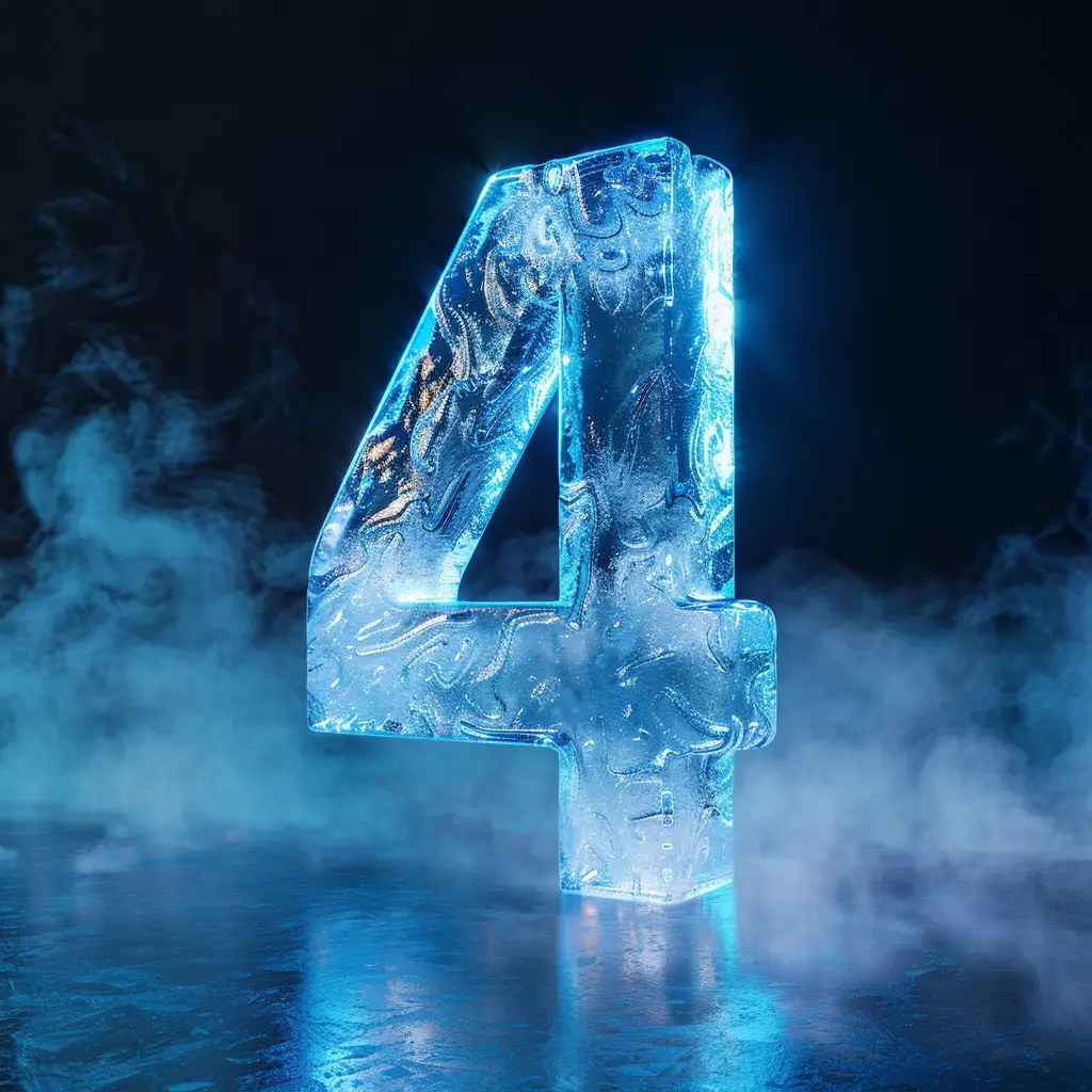 4 number cold ice block freeze  text word 3D