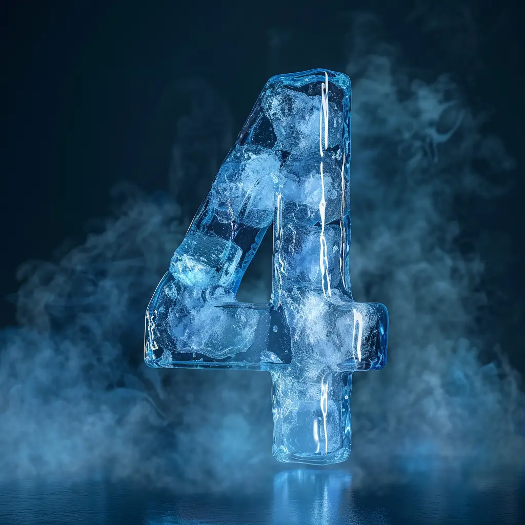 4 number cold ice block text word freeze 3D