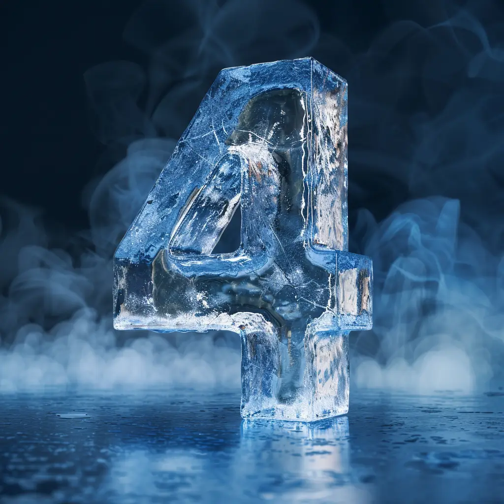 4 number cold ice block word text freeze 3D