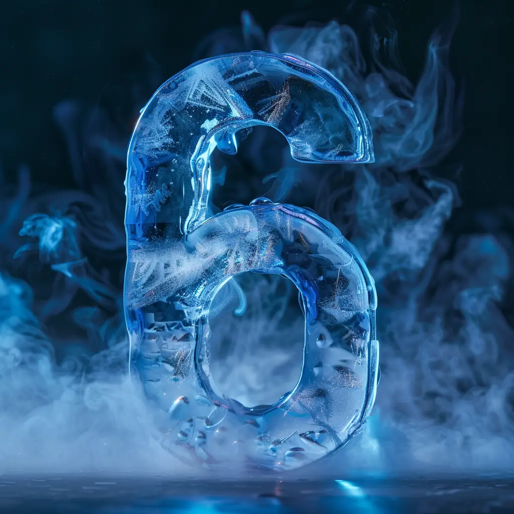 6 number cold ice block word text freeze 3D