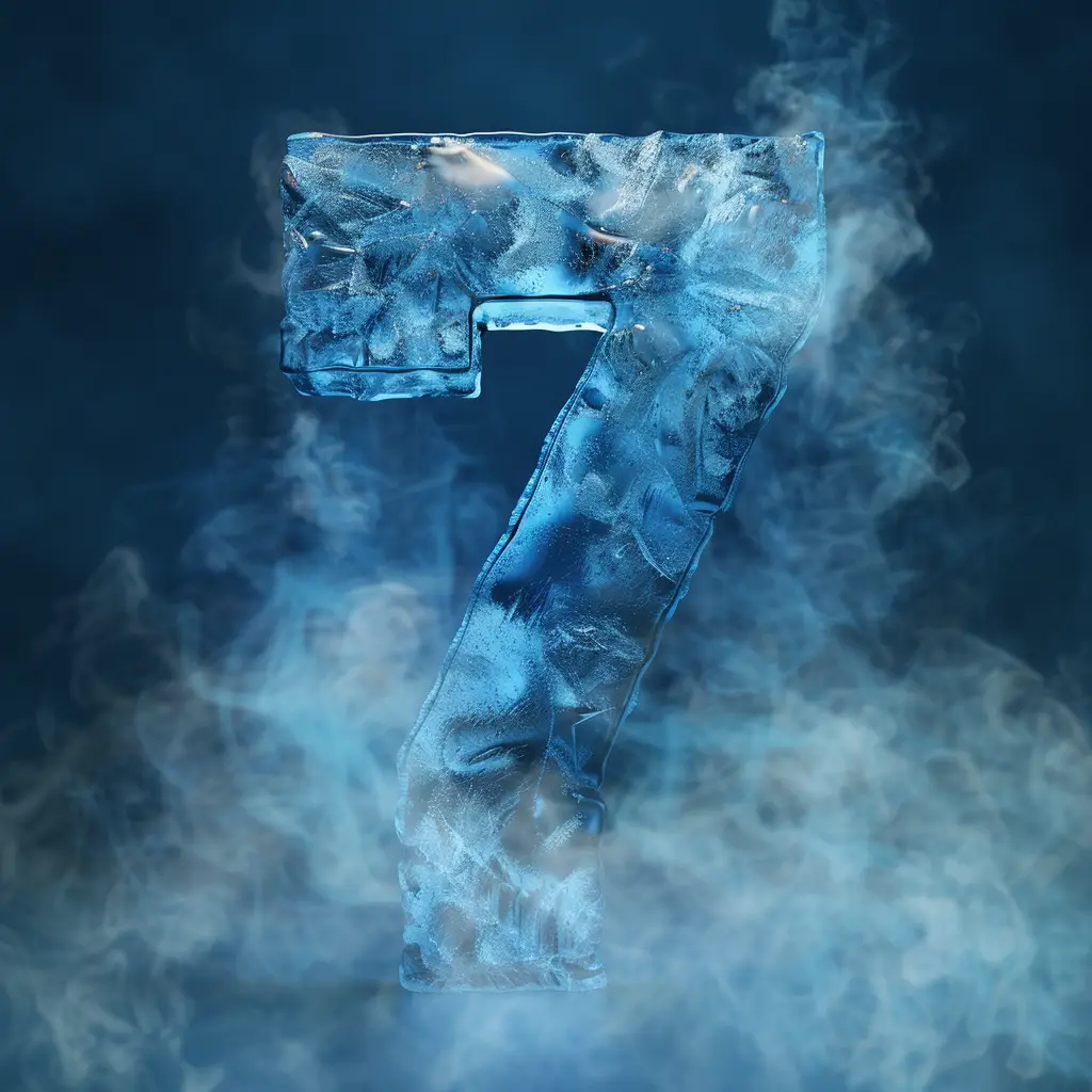 7 number cold ice block word text freeze 3D