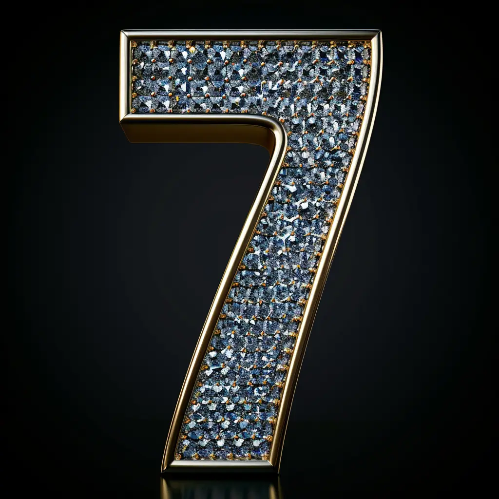 7 number text word type diamond 3D gold