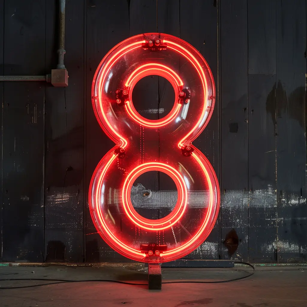 8 number red LED light neon word text