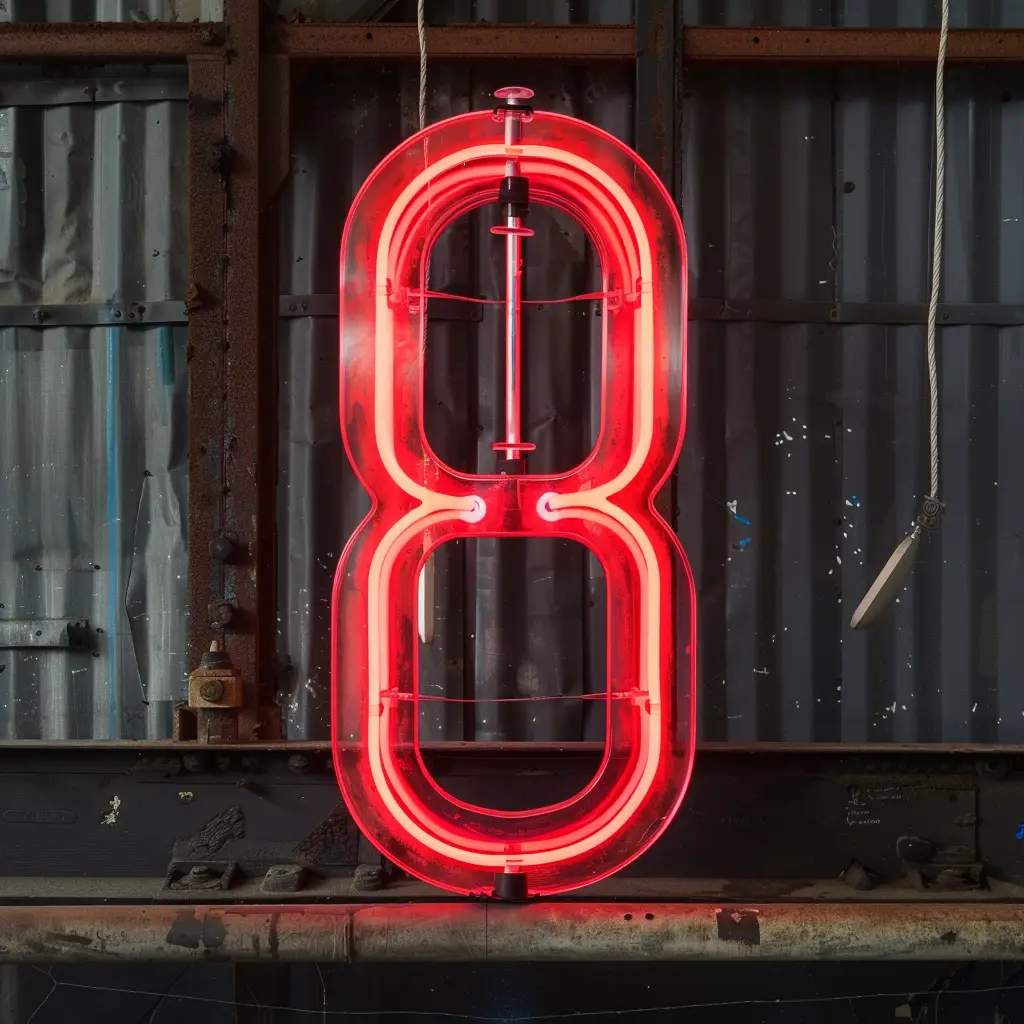8 number red LED neon light word text