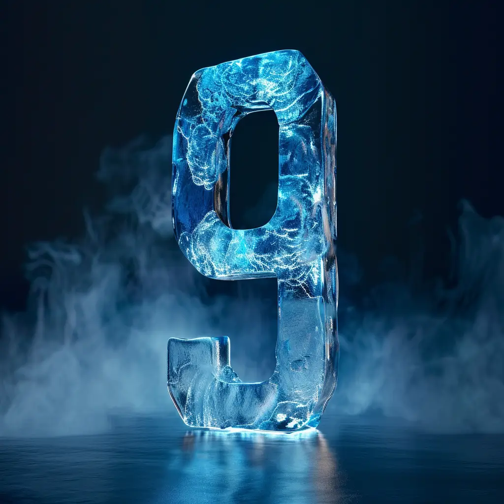 9 number cold ice block text word freeze 3D