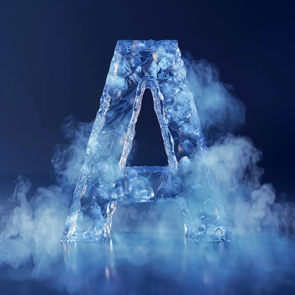 A letter cold ice block text word freeze 3D