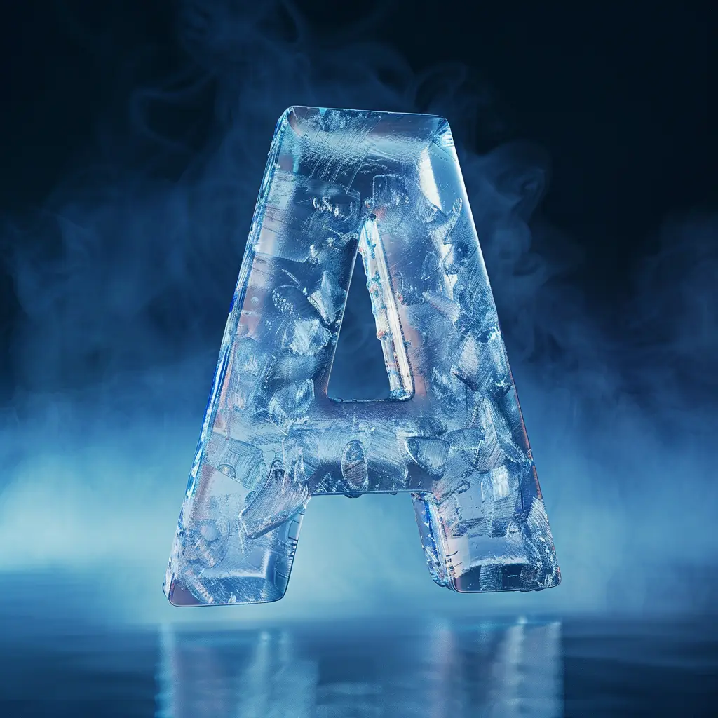 A letter cold ice block word text freeze 3D