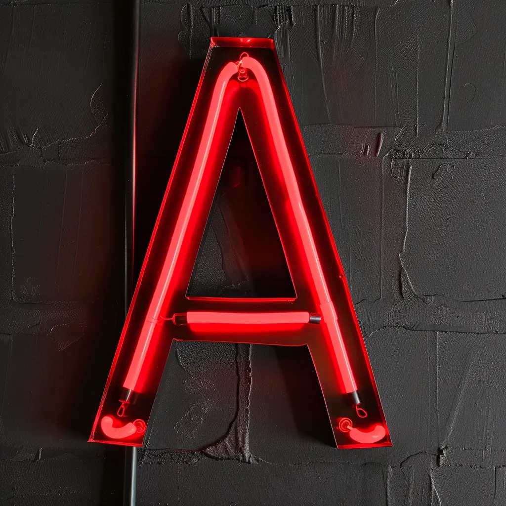 A letter red LED light neon text word