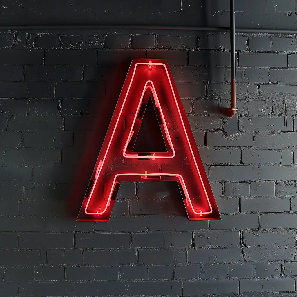 A letter red LED neon light text word