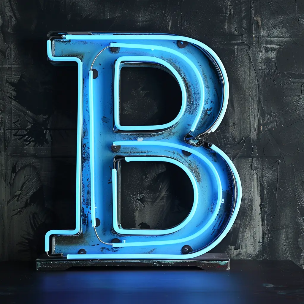 B letter blue LED neon light word text