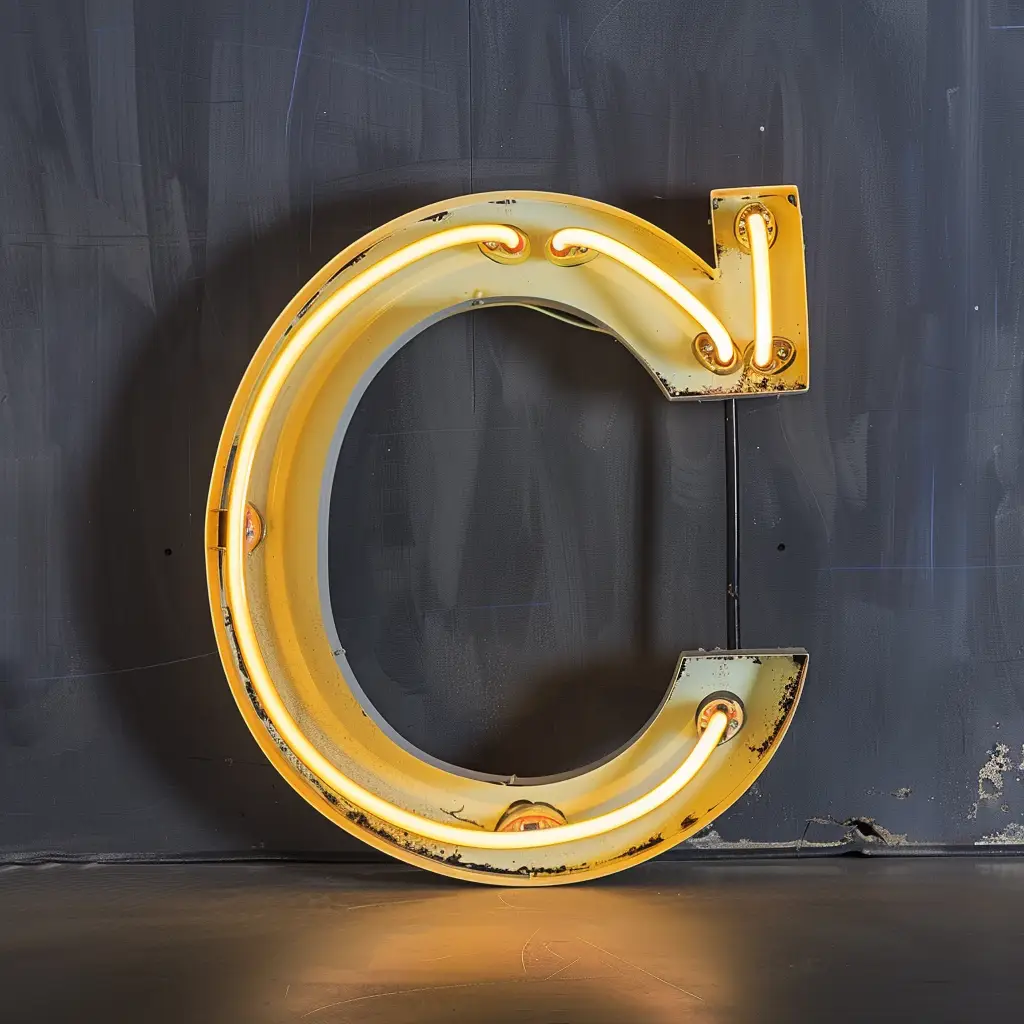 C letter yellow LED neon light word text