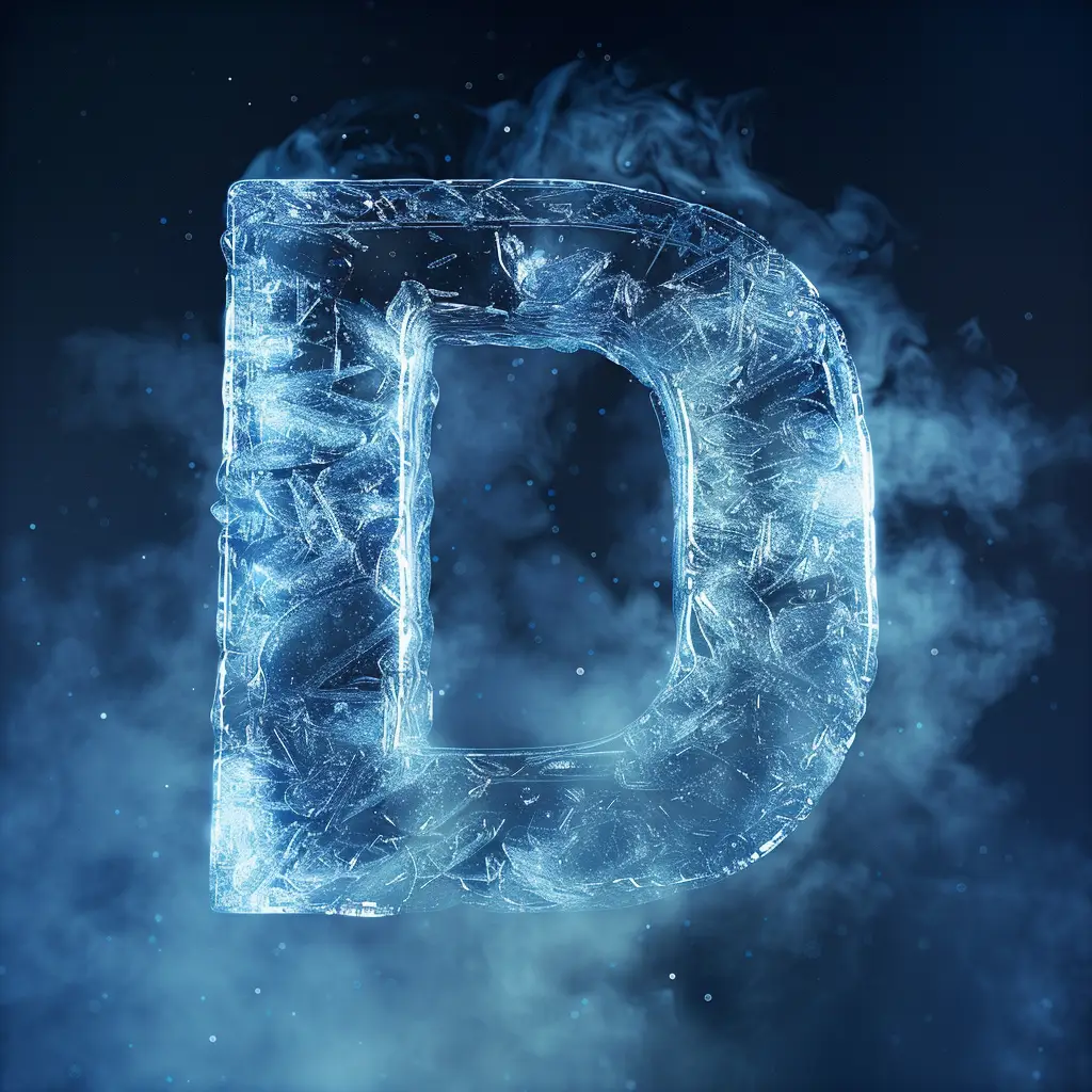 D letter cold ice block text word 3D freeze