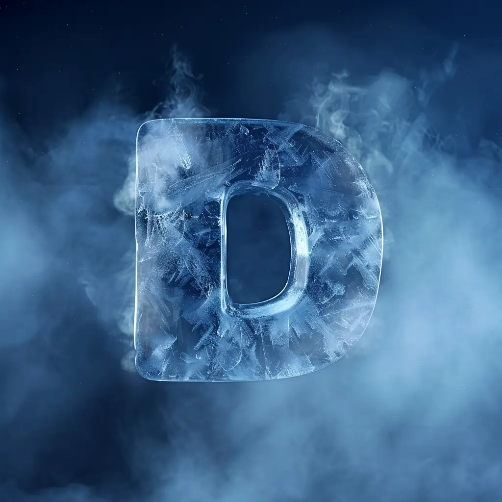 D letter cold ice block text word freeze 3D