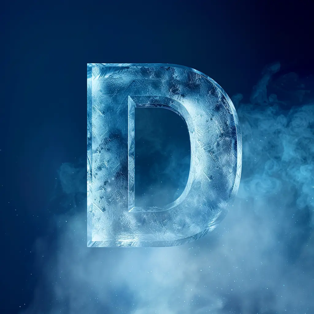 D letter cold ice block word text freeze 3D
