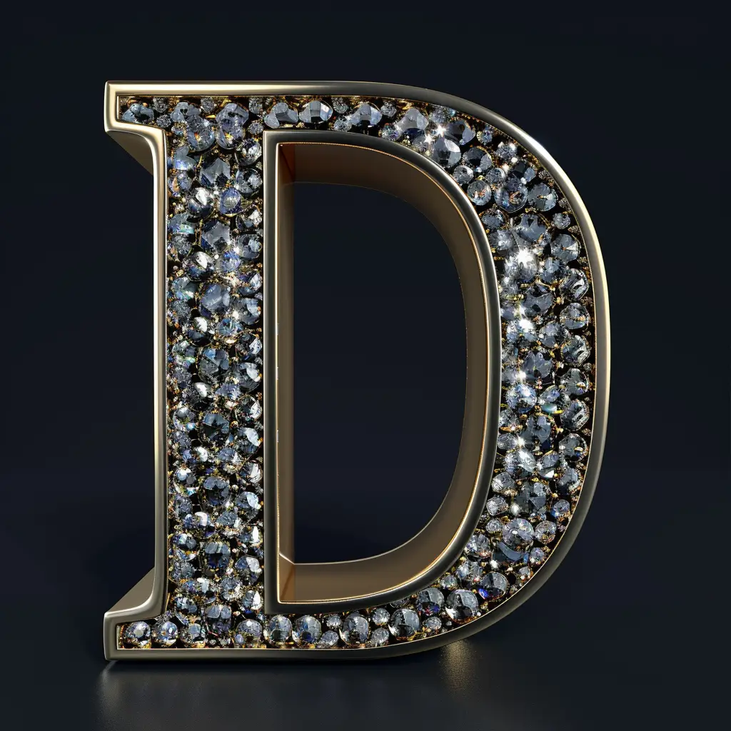 D letter word text type diamond gold 3D