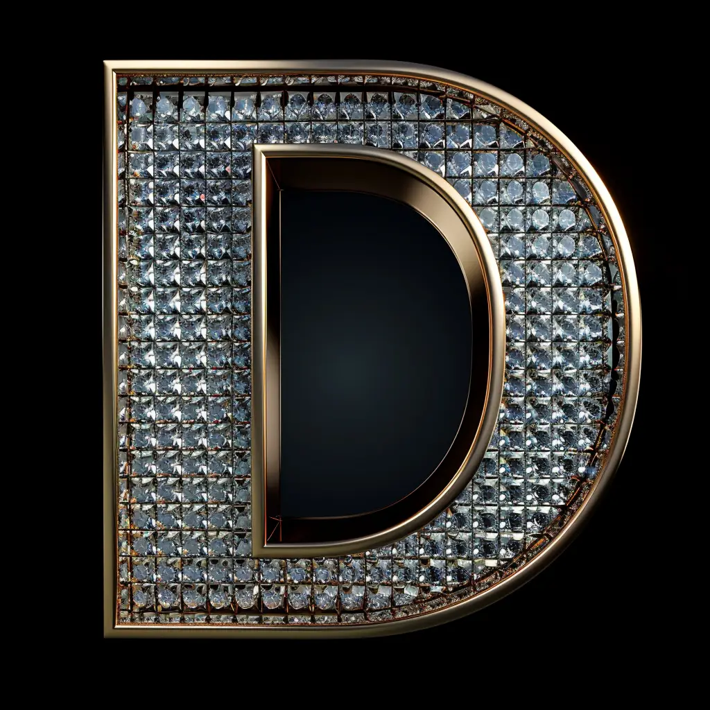 D letter word type text diamond gold 3D