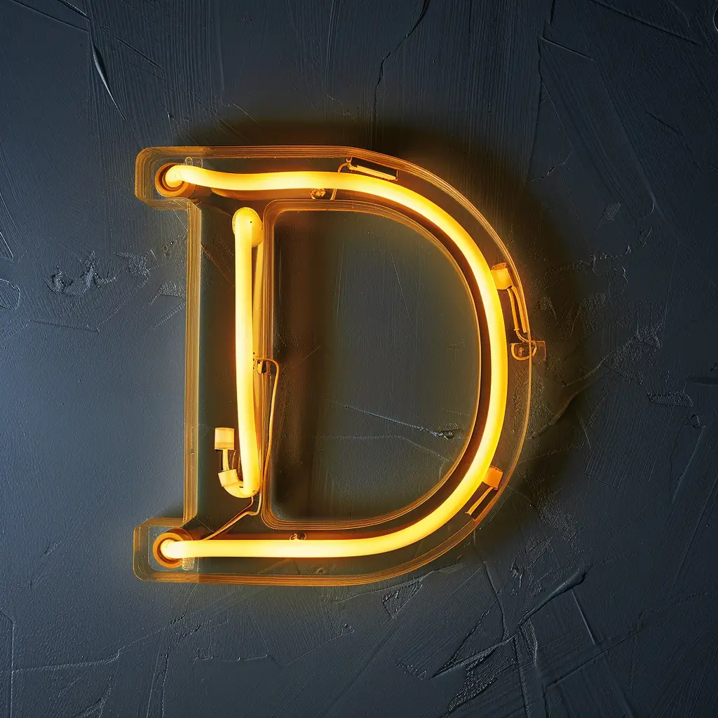 D letter yellow LED neon light text word