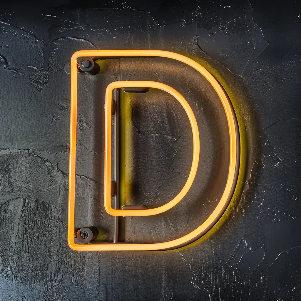 D letter yellow LED neon light word text