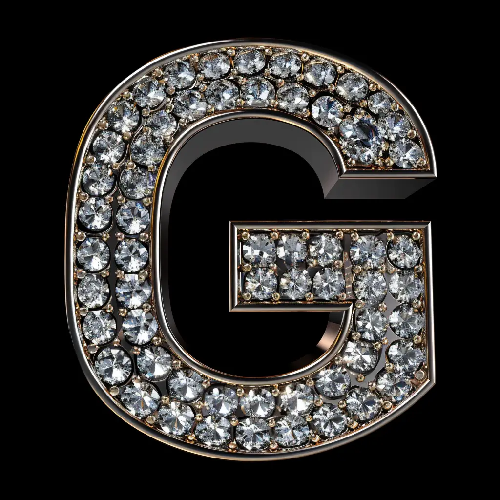 G letter word text type 3D diamond gold