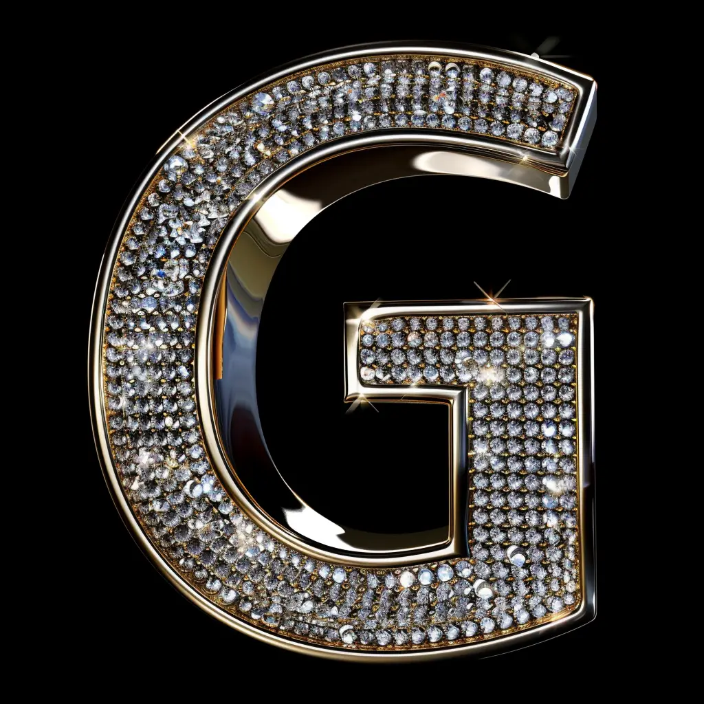 G letter word type text diamond gold 3D