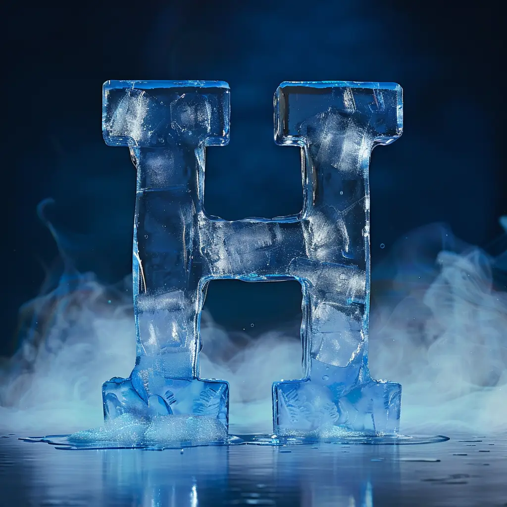H letter cold ice block text word freeze 3D